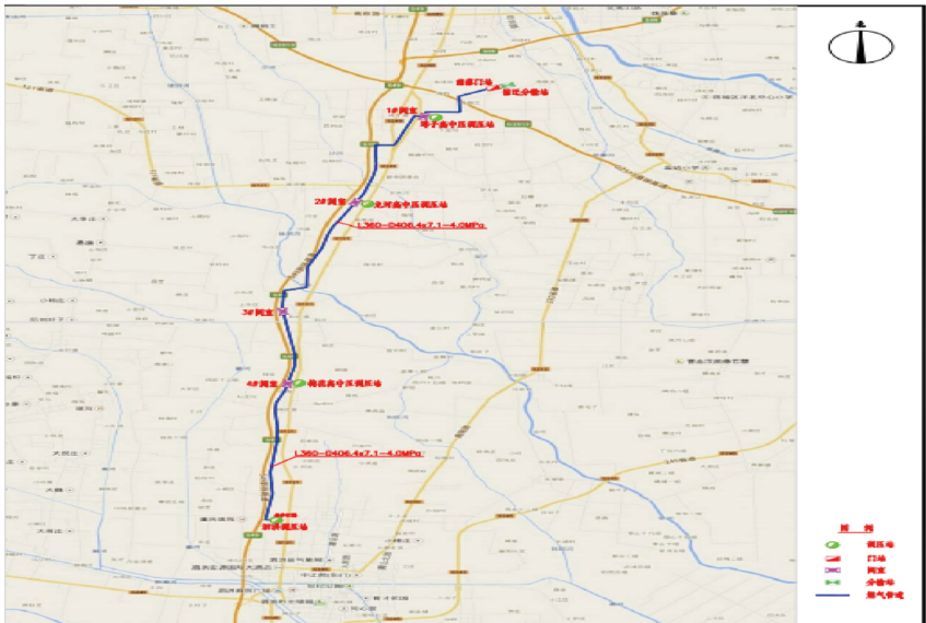 宿迁市区至泗洪天然气高压管道项目走向图